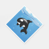 Serviette En Papier Cute Orca Whale on Blue (Coin)