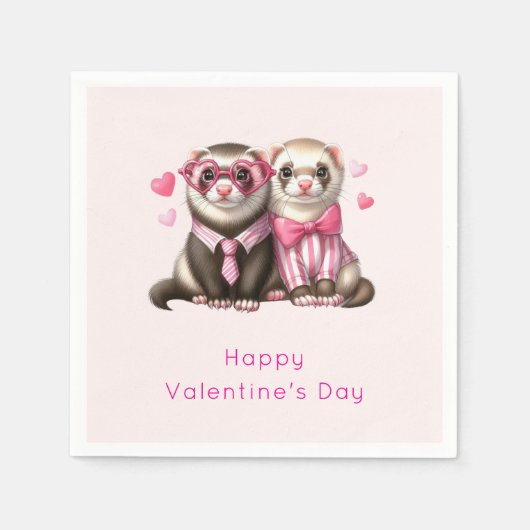 Serviette En Papier Cute Otter Couple dans Love Valentine's Day (Devant)