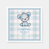 Serviette En Papier Cute ours Garçon Plaid Bleu (Devant)
