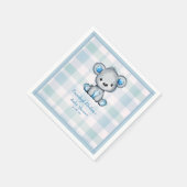 Serviette En Papier Cute ours Garçon Plaid Bleu (Coin)