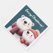 Serviette En Papier Cute Ours Polaire Cubs Portant Des Écharpes (Coin)