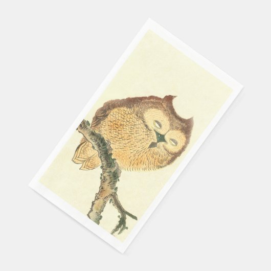 Serviette En Papier Cute Owl - Élégant Art Japonais (Coin)