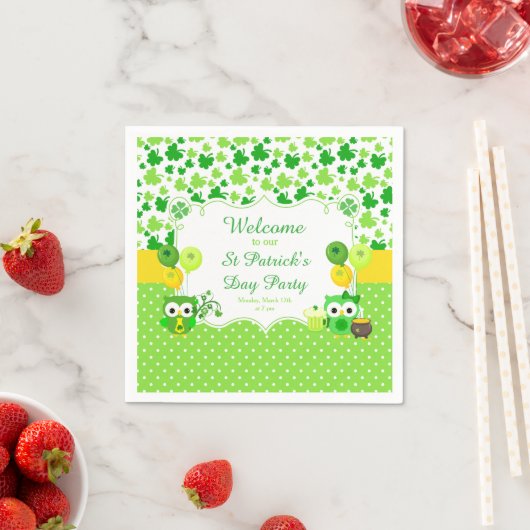 Serviette En Papier Cute Owls St Patrick's Day Party (En situation)