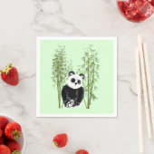 Serviette En Papier Cute Panda assise en bambou (En situation)