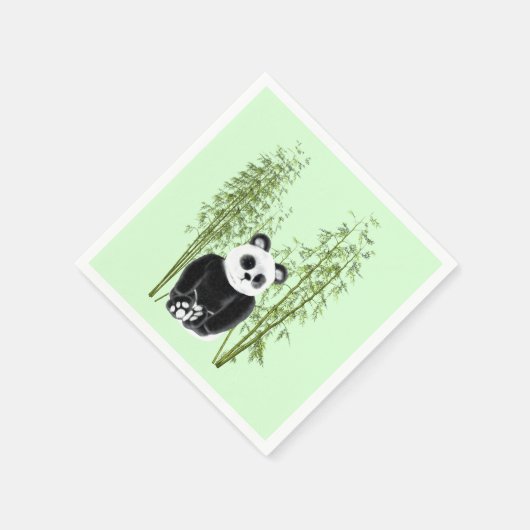 Serviette En Papier Cute Panda assise en bambou (Coin)
