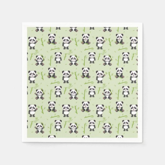 Serviette En Papier Cute Panda Bear Bamboo Kawaii Animals Pattern (Devant)