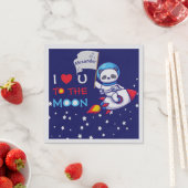 Serviette En Papier Cute Panda Bear Sur Rocket Ship Kids Personnalisé (En situation)