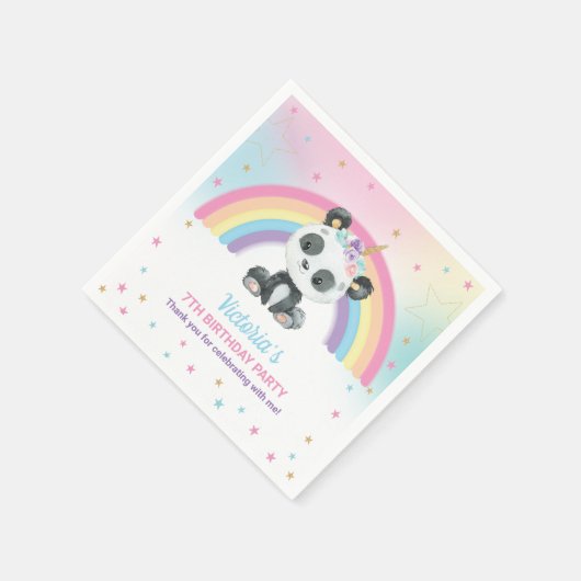 Serviette En Papier Cute Pandacorn Panda fête d'anniversaire Rainbow (Coin)