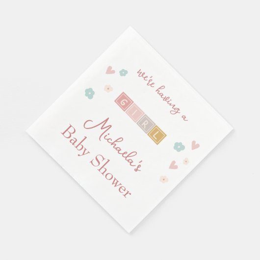 Serviette En Papier Cute Pastel Bloque Le Baby shower Fille (Coin)