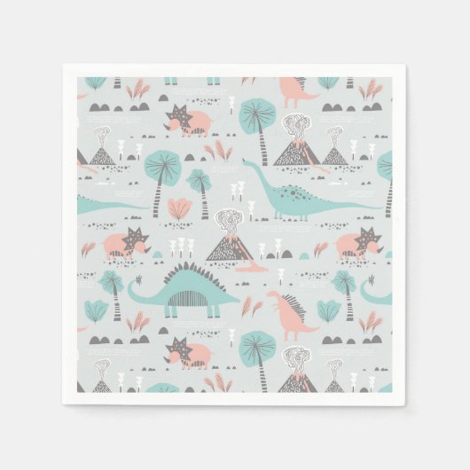 Serviette En Papier Cute Pastel Dinosaur Motif (Devant)