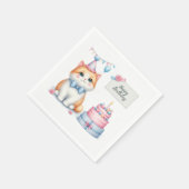Serviette En Papier Cute Pastel Kitten Gâteau d'anniversaire - Anniver (Coin)