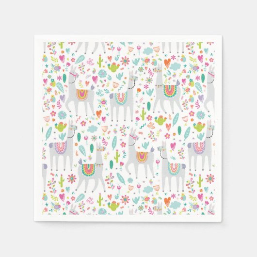 Serviette En Papier Cute Pastel Llama Motif (Devant)