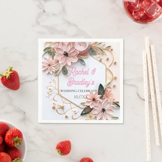 Serviette En Papier Cute Pastel Mariage Cadre papier Quitter (En situation)