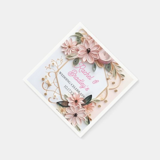 Serviette En Papier Cute Pastel Mariage Cadre papier Quitter (Coin)
