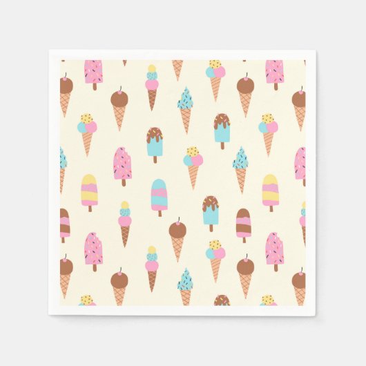 Serviette En Papier Cute Pastel Motif de crème glacée (Devant)