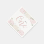 Serviette En Papier Cute Pastel Pink Peonies 1er anniversaire de bébé (Coin)