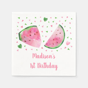 Serviette En Papier Cute pastèque rose et vert Anniversaire