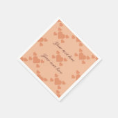 Serviette En Papier Cute Peach Hearts and Text pour écrire votre messa (Coin)