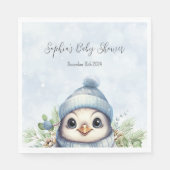 Serviette En Papier Cute Penguin Blue Boy Baby shower d'hiver serviett (Devant)