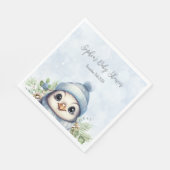 Serviette En Papier Cute Penguin Blue Boy Baby shower d'hiver serviett (Coin)
