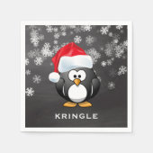 Serviette En Papier Cute Penguin Père Noël Snowflakes Chalkboard Noël (Devant)