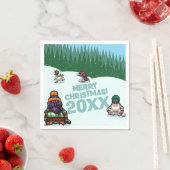 Serviette En Papier Cute Penguins Add The Year Merry Christmas! Winter (En situation)