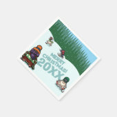 Serviette En Papier Cute Penguins Add The Year Merry Christmas! Winter (Coin)