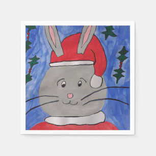 Serviette En Papier Cute Père Noël Bunny
