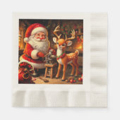 Serviette En Papier Cute Père Noël et Reindeer (Devant)