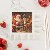 Serviette En Papier Cute Père Noël et Reindeer (En situation)