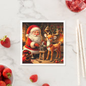 Serviette En Papier Cute Père Noël et Reindeer (En situation)