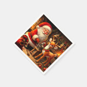 Serviette En Papier Cute Père Noël et Reindeer (Coin)