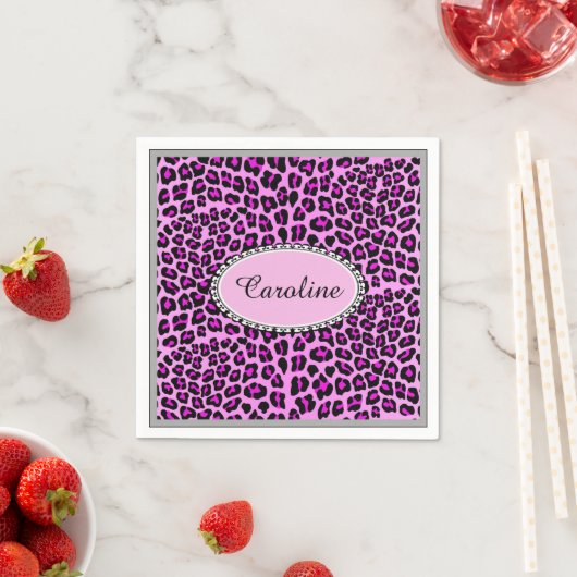 Serviette En Papier Cute personnalisation Leopard rose guépard (En situation)