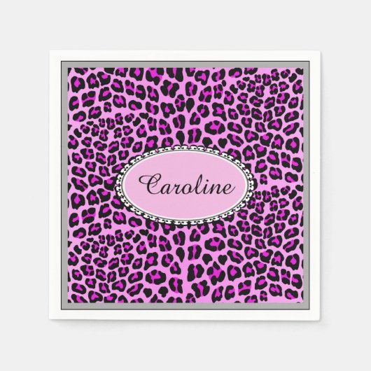 Serviette En Papier Cute personnalisation Leopard rose guépard (Devant)