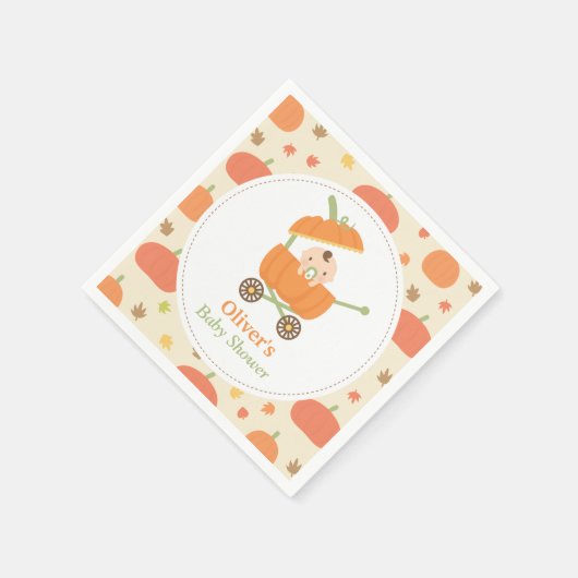 Serviette En Papier Cute Petit Citrouille Poussette Baby shower (Coin)