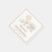 Serviette En Papier Cute Pig Wheelbarrow Birthday (Coin)