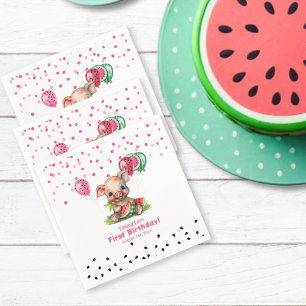 Serviette En Papier Cute Piglet Manger Watermelon Papier d'anniversair