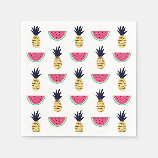 Serviette En Papier Cute Pineapple et Watermelon Doodle Pattern (Devant)