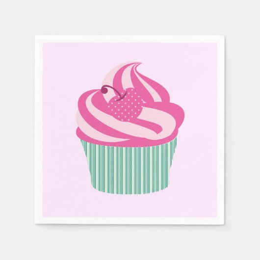 Serviette En Papier Cute Pink Cupcake Pastel Pink (Devant)