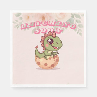 Serviette En Papier Cute Pink Dino Hatching Soon