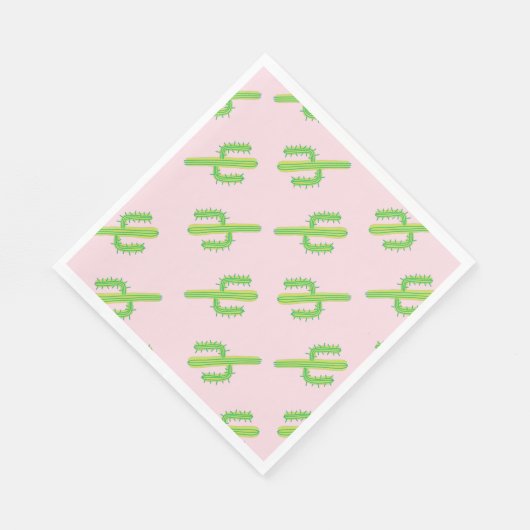 Serviette En Papier Cute Pink Green Cactus Paper Napkins (Coin)