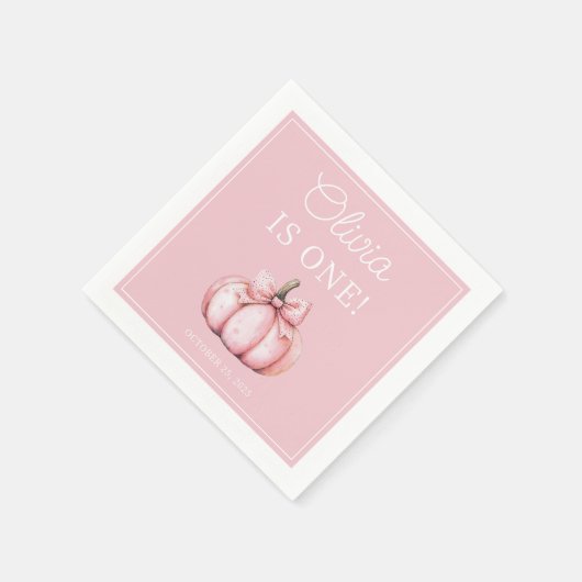 Serviette En Papier Cute Pink Pumpkin Baby Girl 1st Birthday (Coin)