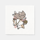 Serviette En Papier Cute Playful Cats Design – Fun Paws and Play Art (Devant)