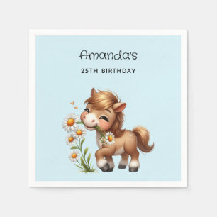 Serviette En Papier Cute Pony Mange Daisées Party
