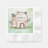 Serviette En Papier Cute porcupine Ours anniversaire jungle fête d'ann (Devant)