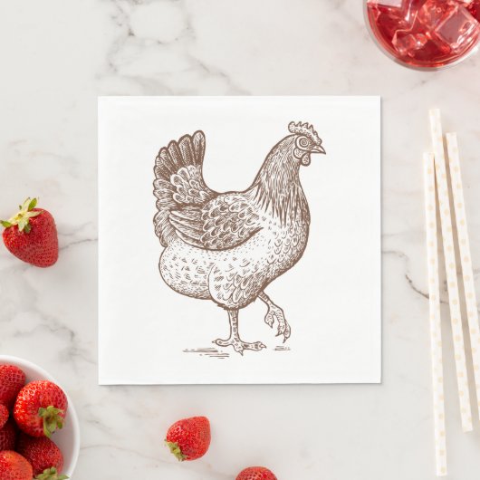 Serviette En Papier Cute Poulet Pays Ferme Fermier Fête d'anniversaire (En situation)