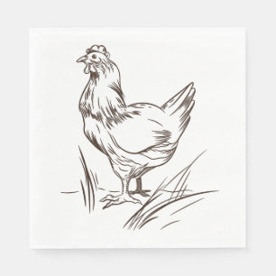 Serviette En Papier Cute Poulet Pays Ferme Fermier Fête d'anniversaire