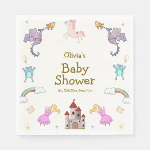 Serviette En Papier Cute Princess Dragon Unicorn Baby shower