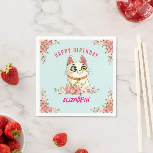 Serviette En Papier Cute Purfect Chat Kitten fête d'anniversaire (En situation)