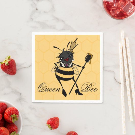 SERVIETTE EN PAPIER CUTE QUEEN BEE AVEC HONEYCOMB PAPER NAPKINS (En situation)